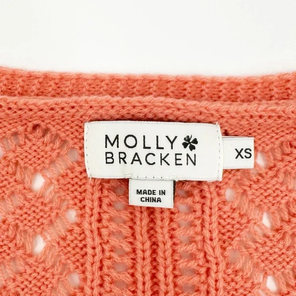 Molly Bracken Coral Knit Button Up Cardigan Sweater XS - Picture 7 of 10